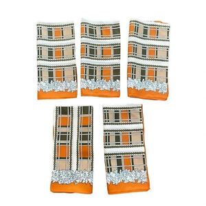 I. SHALOM & CO Italy Polyester 5-Vintage Napkins 20x20 Rust Tan Brown Floral